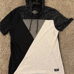 Men's Black and Gray Colorblock Hoodie Shirt